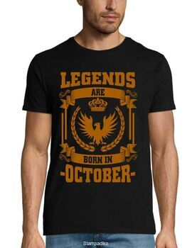 Μπλούζα με στάμπα Legends Are Born In October - Οικόσημο Αετός