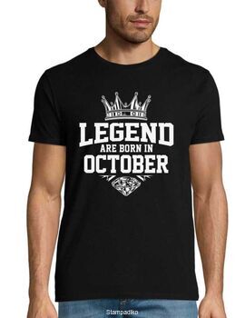 Μπλούζα με στάμπα Legend Are Born In October - Στέμμα & Διαμάντι