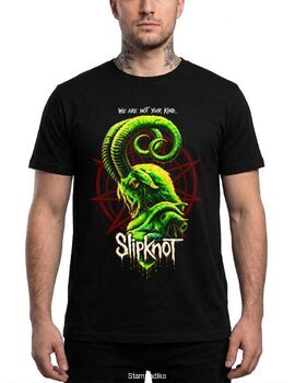 Μπλούζα με στάμπα Slipknot Nu Metal - Green Goat & Pentagram Design