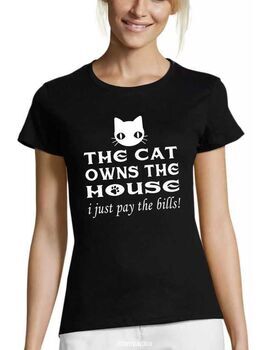Γυναικεία Μπλούζα "The Cat Owns The House, I Just Pay The Bills!" - Cat Lover Design