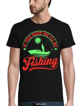 Μπλούζα για ψάρενα "If you need me I'll be Fishing" - Neon Fishing Scene