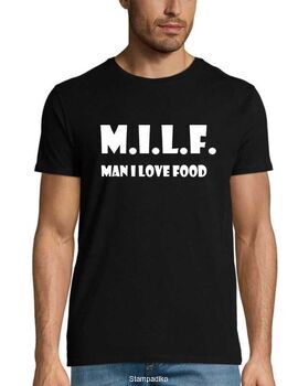 Μπλούζα με στάμπα "M.I.L.F. Man I Love Food"