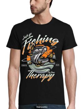 Μπλούζα με στάμπα "Just Go Fishing For Your Therapy"