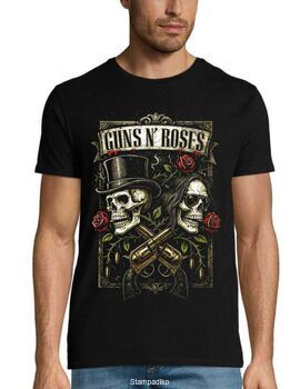 Μπλούζα με στάμπα Guns N' Roses - "Double Skull & Roses" Edition