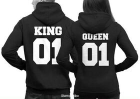 Μπλούζες φούτερ KING 01 QUEEN 01 Couple Sweater for You Queen 01 or for Him King 01