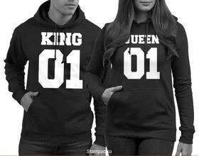 Μπλούζες φούτερ KING 01 QUEEN 01 Couple Sweater for You Queen 01 or for Him King 01