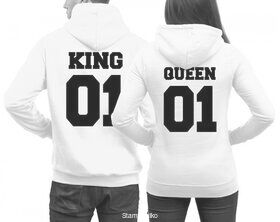 Μπλούζες φούτερ KING 01 QUEEN 01 Couple Sweater for You Queen 01 or for Him King 01