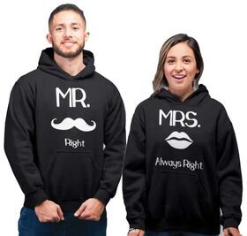 Μπλούζες φούτερ με κουκούλα Mr Right Mrs Always Right Set hoodies