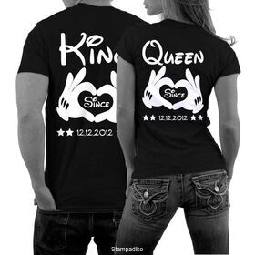Μπλούζες y-shirts KING and QUEEN T-shirts & Hoodies with Hands and Wish Date Couple  ( η τιμή είναι και για τα δύο μπλουζάκια )