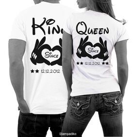Μπλούζες y-shirts KING and QUEEN T-shirts & Hoodies with Hands and Wish Date Couple  ( η τιμή είναι και για τα δύο μπλουζάκια )