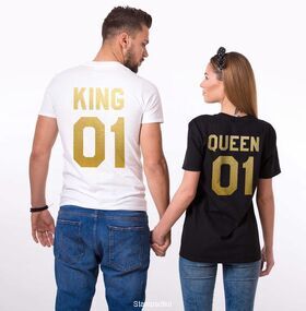 Μπλουζάκια με στάμπα King and Queen