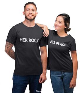 Μπλούζες για ζευγάρια Her Rock and His Peace His Peace shirt, Her Rock, Matching couple shirts
