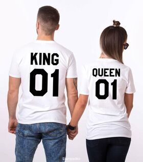 Μπλουζάκια με στάμπα King and Queen