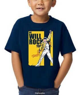 Παιδικό μπλουζάκι με στάμπα We Will Rock You Queen Freddie Mercury Navy