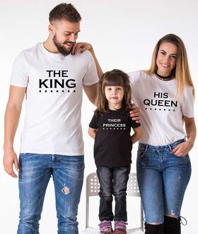 Μπλούζες με στάμπα The King His Queen Their Prince Their Princess Matching Family  Shirts