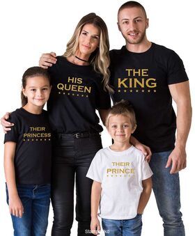 Μπλούζες με στάμπα The King His Queen Their Prince Their Princess Matching Family Shirts