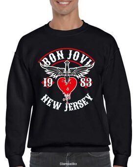 Μπλούζα Φούτερ με στάμπα Bon Jovi New Jersey 1983 Tour