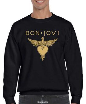 Μπλούζα Φούτερ με στάμπα Bon Jovi Dagger Heart Gold