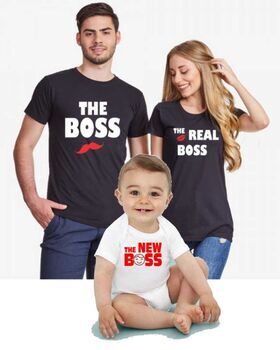 Οικογενειακό σετ με στάμπα The Boss, The Real Boss and The New Boss
