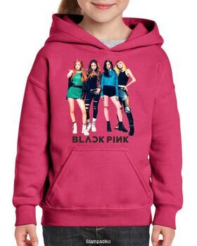 Φούτερ μπλούζα με κουκούλα με στάμπα Blackpink Girl group Band Pop Fuchsia