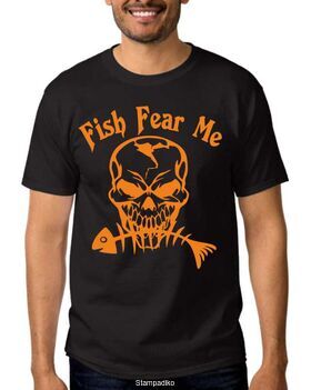 Μπλούζα με στάμπα ψαρέματος Fish Fear Me