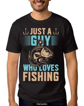 Μπλούζα με στάμπα ψαρέματος Just a Guy Who Loves Fishing T-Shirt for Fishermen Gift