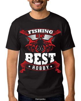 Μπλούζα με στάμπα ψαρέματος Fishing is My Best Hobby T Shirt