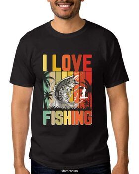 Μπλούζα με στάμπα ψαρέματος I Love Fishing T- Shirt