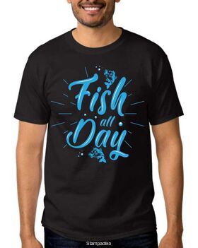 Μπλούζα με στάμπα ψαρέματος Fish all Day T-Shirt