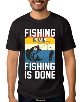 Μπλούζα με στάμπα ψαρέματος Fishing is Fun Fishing is Done