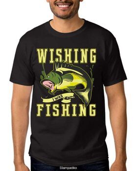 Μπλούζα με στάμπα ψαρέματος Wishing I Was Fishing