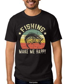 Μπλούζα με στάμπα ψαρέματος Fishing Makes Me Happy