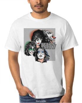 Συλλεκτικό Rock t-shirt White με στάμπα Kiss The Band