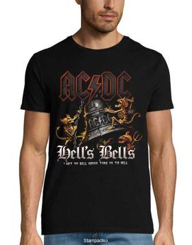 Rock t-shirt Black με στάμπα AC/DC Hells Bells I Got My Bell Gonna Take You To Hell
