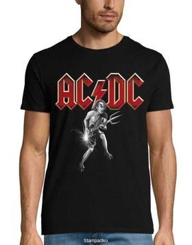 Rock t-shirt Black με στάμπα AC/DC Treble Guitar Angus Young