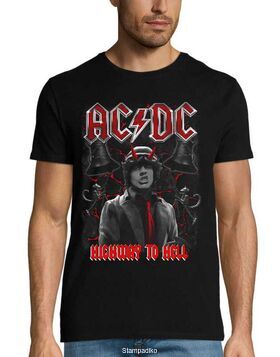 Rock t-shirt  με στάμπα  ACDC Highway To Hell  Angus Young