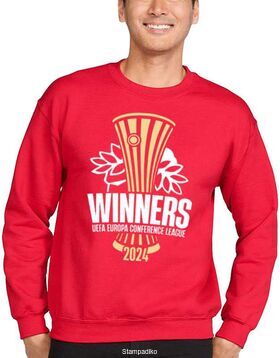 Μπλούζα φούτερ με στάμπα του Ολυμπιακού The Winner Of UEFA Europa Conference League 2024 Red