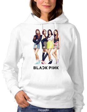 Φούτερ μπλούζα με κουκούλα με στάμπα Blackpink σε χρώμα Φούξια