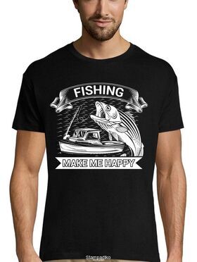 Μπλούζα με στάμπα ψαρέματος Fishing Make me Happy