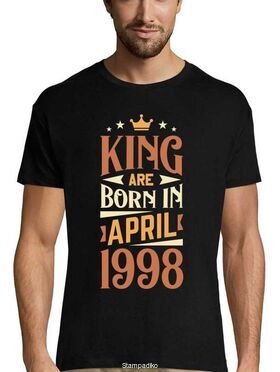 Mπλούζα με στάμπα γενεθλίων King are born in April 1998