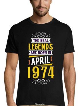 Mπλούζα με στάμπα γενεθλίων The real legend are born in April 1974
