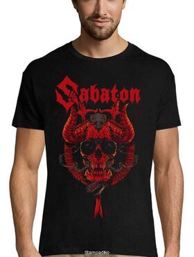 Heavy metal t-shirt με στάμπα Sabaton horn with skull