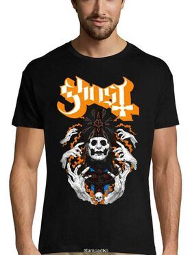 Heavy metal t-shirt με στάμπα Ghost Papa Skull Hands