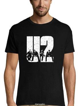 Rock t-shirt Black με στάμπα Great Creative U2 Rock Band Men Tshirt