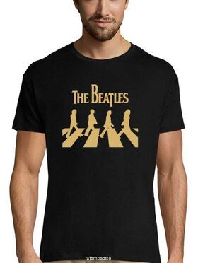 Rock t-shirt με στάμπα The beatles Abbey Road silhouette Gold