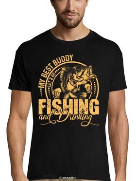 Μπλούζα με στάμπα ψαρέματος My Best Buddy - Let's Go Fishing And Drinking T-shirt