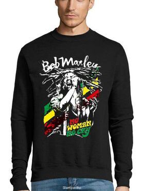 Μπλούζα Φούτερ με στάμπα Bob Marley No Woman No Cry
