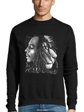 Μπλούζα Φούτερ με στάμπα Bob Marley Lion Rasta