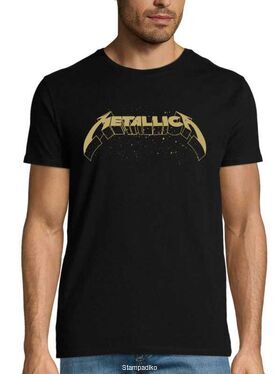Heavy metal t-shirt Black με στάμπα Metallica Gold Logo