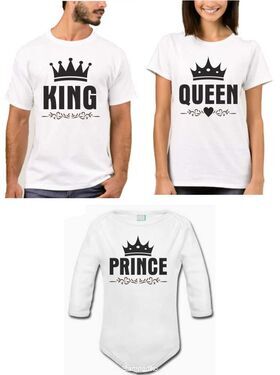 Μπλούζακια T-shirt King - Queen & Prince( η τιμή είναι και για τα 3 τεμάχια)